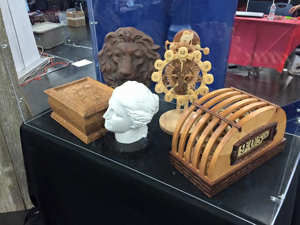 CarveWright Maker Faire Booth Display with clocks